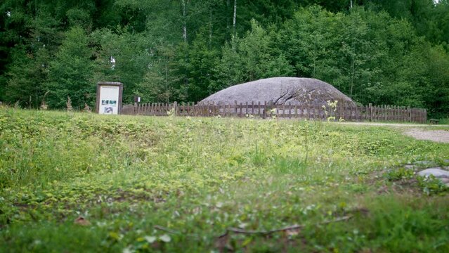 Nicgale Great Stone, Latgale, Latvia.
Big boulder of Nicgal is the biggest known boulder in Latvia. 
To carve in stone 3 steps. Landmark of Latvia. The pride of the country.