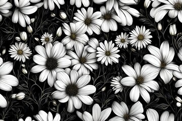 white flowers with black background copy space for text