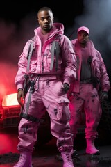 a man in pink clothes