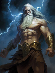 God Zeus the lord of lightning. Digital art.