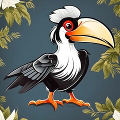 Obraz premium Hornbill Bird Illustration AI Generative