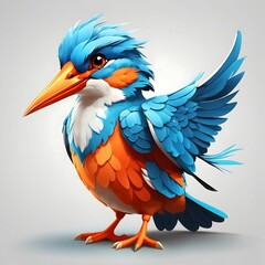 Naklejka premium Kingfisher Bird Illustration AI Generative
