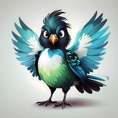 Obraz premium Magpie Bird Illustration AI Generative