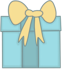 blue gift box with bow for decoration of birthday, valentine, new year