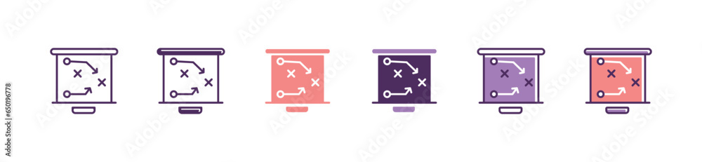 Fototapete business strategy action plan icon vector competitive solution implementation board symbol illustration analysis marketing target design for web and app