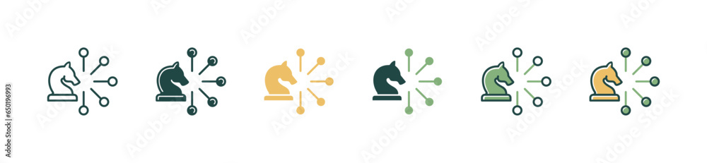 Poster chess knight business decision making icon vector game brain challenge success problem solving strategy symbol illustration