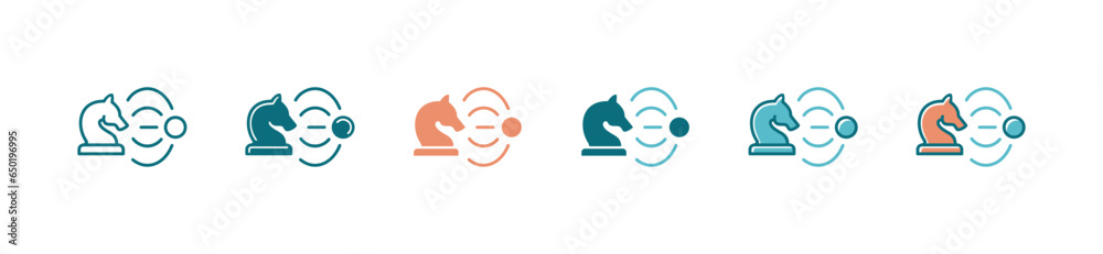 Poster business strategic chess plan picking action option icon vector horse knight analysis solution decis