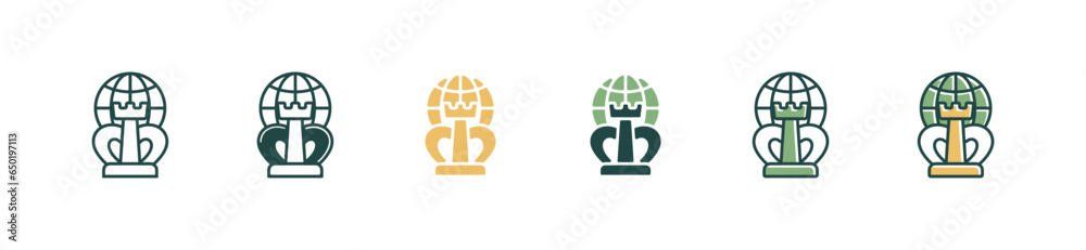 Poster king chess business strategy planning icon vector global marketing problem solving symbol illustration creative tactic decision template for web and app
