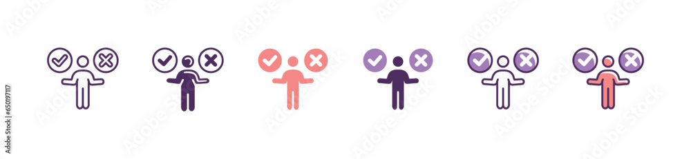 Aufkleber business manager chooses decision action icon solution objective move option strategy vector tactic implementation signs illustration for web and app