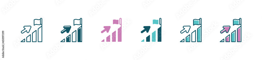 Poster business mission go top flag icon vector success target strategy objective symbol illustration for web and app