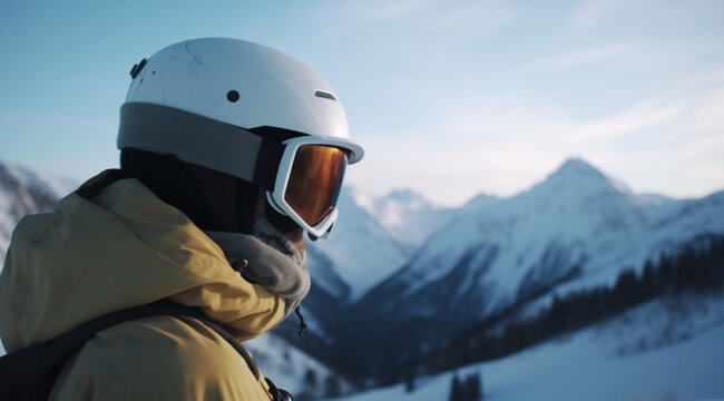 Skier, winter fun, created with Generative AI technology