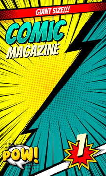 Comic cartoon pop art magazine template background design