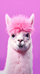 Obraz premium Meet our charming, pink-haired llama—a delightful fusion of fun and exotic charm, perfect for adding a touch of whimsy to your day