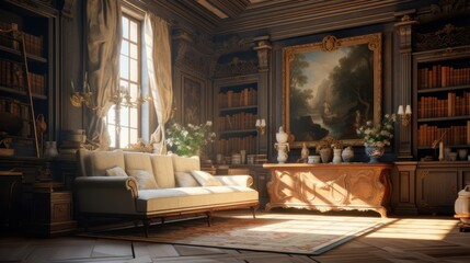 Fototapeta na wymiar Interior of a cozy room in mannerism style