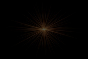 Lens flash, sunlight on a black background. A flash of glare and light.