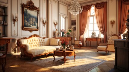 Fototapeta na wymiar Interior of a cozy room in Biedermeier style