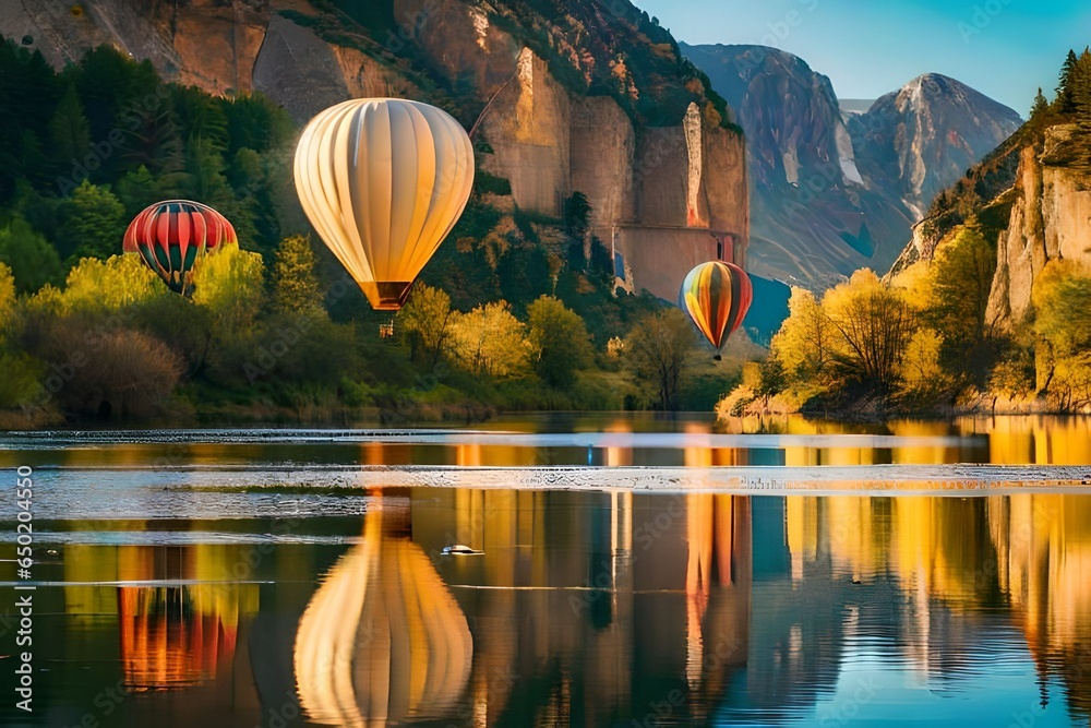 Canvas Prints  air balloons flying over the Botan Canyon in TURKEY stock photo