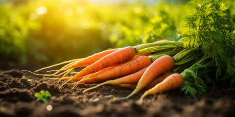 Freshly harvested carrots in a field