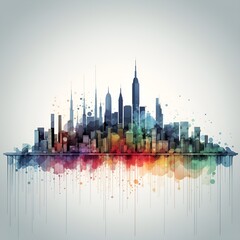 City skyline made of finance charts