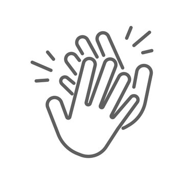 Clapping hand icon. Clap your hands. Hand clap for applause gesture logo. standing ovation Cheerful appreciation for web and app. editable stroke Vector illustration design