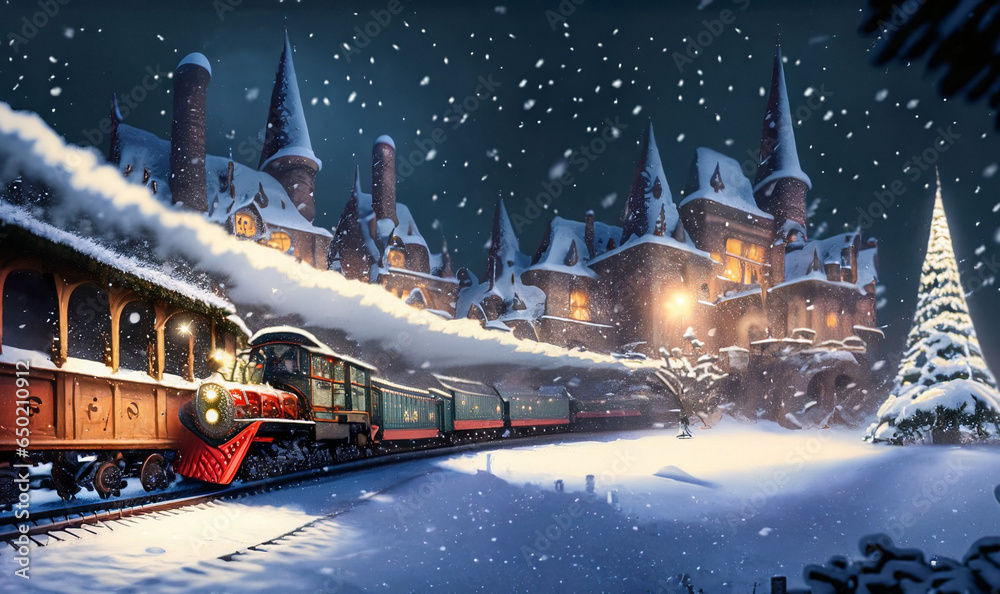 Canvas Prints christmas locomotive