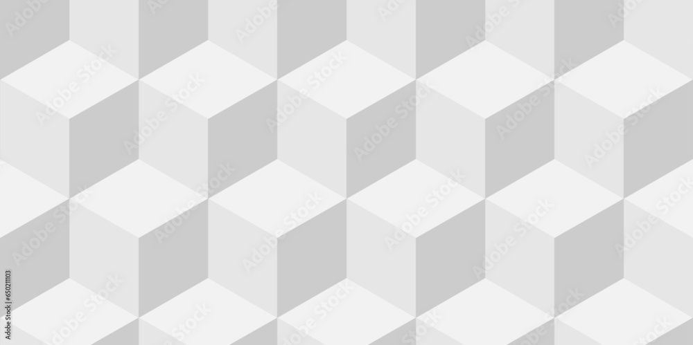 Sticker seamless geometric pattern abstract background. abstract cubes geometric white and gray color hexago