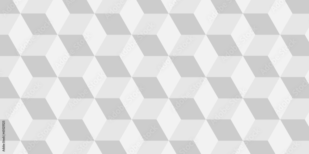 Wall mural seamless geometric pattern abstract background. abstract cubes geometric white and gray color hexago