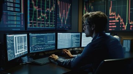 A diverse group of crypto traders engrossed in researching reports and witnessing growth trends. Crypto traders engrossed in researching reports and witnessing growth trends - obrazy, fototapety, plakaty