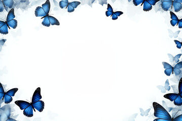 Frame with blue butterflies transparent. Generative AI