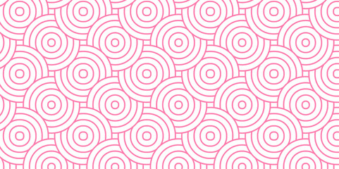 Seamless pattern pink circles Abstract pattern Seamless overloping clothinge and fabric pattern waves. abstract pattern with waves and pink geomatices retro background.