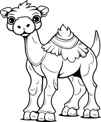 Camel animal vector, coloring page