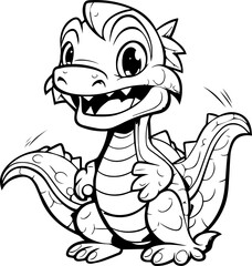  cartoon, a cute (Basilisk) coloring page, black and white image