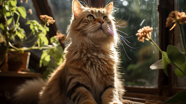 Beautiful cat picture, cute feline animal background image