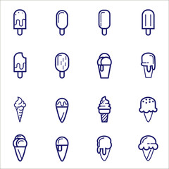 Ice cream icon. Vector simple linear icons. Black signs on white background. EPS 10. - stock vector