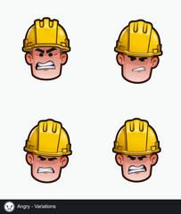 Construction Worker - Expressions - Negative - Angry - Variations
