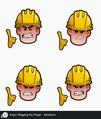Construction Worker - Expressions - Negative - Angry Wagging the Finger - Variations
