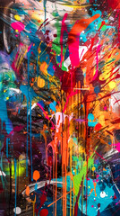 Fototapeta premium Paint splatter colorful on black background, generative AI.