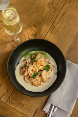 delicious dishes with seafood and shrimp