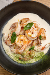 delicious dishes with seafood and shrimp
