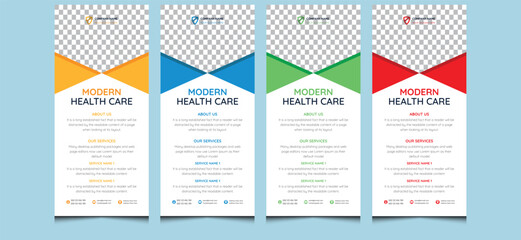 Elegant clean simple minimal unique creative modern corporate business medical health care dl flyer or rack card design template.