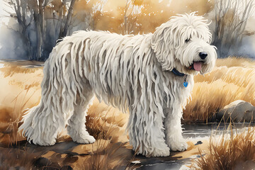 watercolor picture of a cute dog