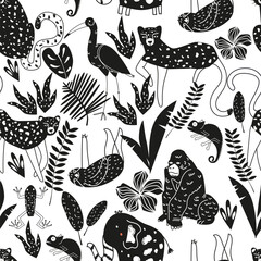 jungle animals seamless pattern