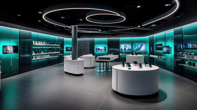 Interior of an electronics store, gadget store