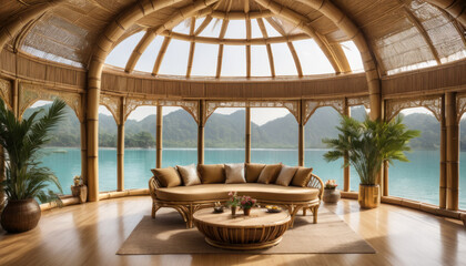 Salon luxueux en bambou asiatique