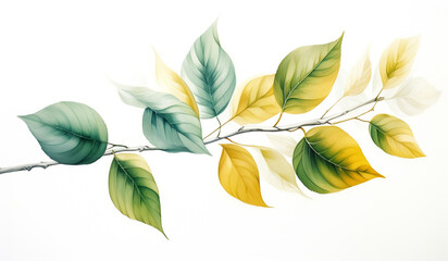 Soft watercolor leaves illustration with autumn colors. AI generated