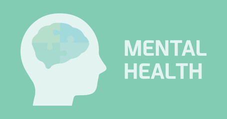 Mental Health World Day. Healthy, wellness, emotions, feelings, mind. Psychology, medicine, psychiatry. Intelligence, intellect, education, learning, brain, intellect. Icon, vector, puzzle