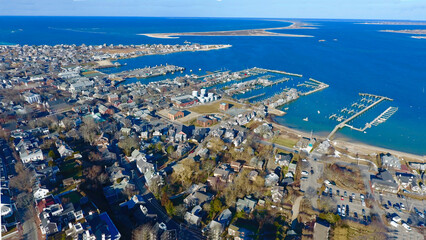 Provincetown Harbor and Wharves Aerial in New England