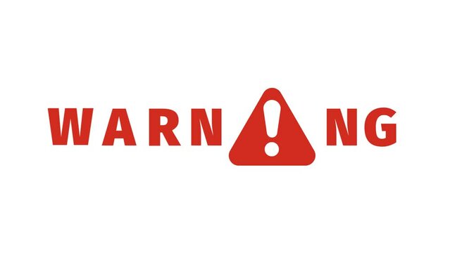 Warning with text symbol loop animation footage 