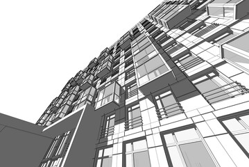 Fototapeta premium Architectural design of a building 3d rendering