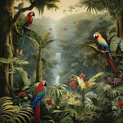 Schilderijen op glas toucan on the branch in jungle © Micro
